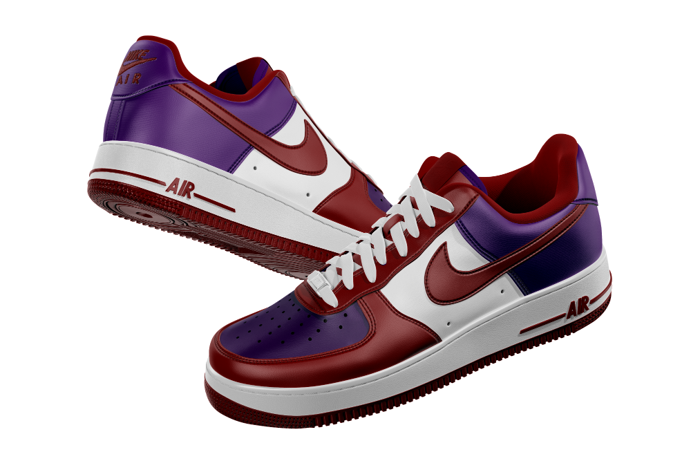 Maroon x Purple AF1 — Air Force 1 custom colourway in deep maroon and royal purple. Custom Junkies Africa sneakers portfolio piece.