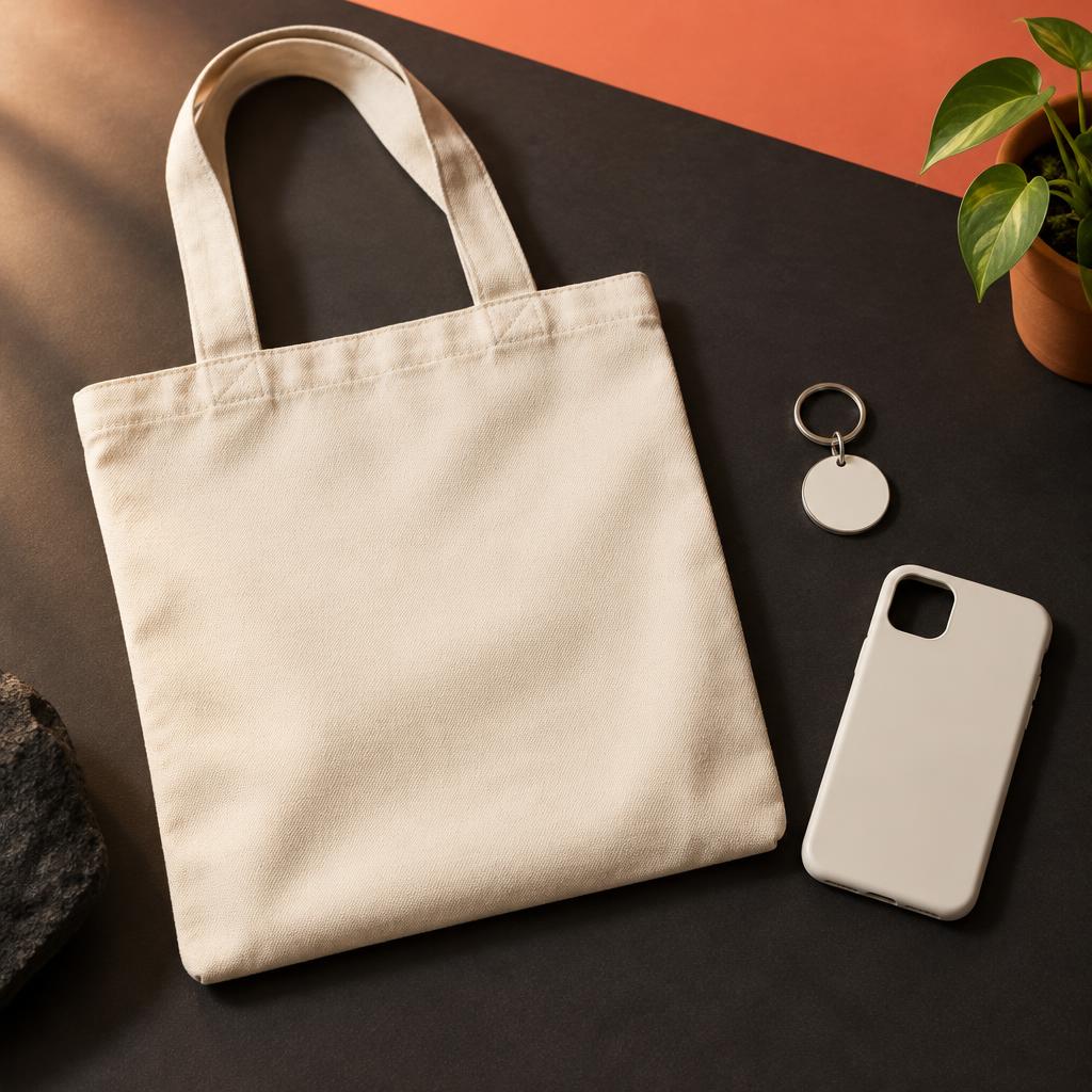 Sample unbranded tote and keyring